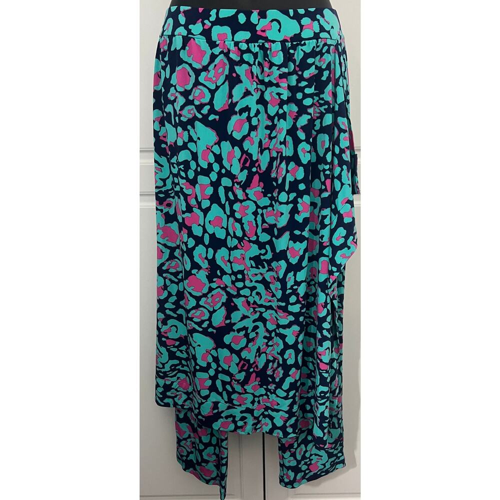 Iman Modesty Skirt with Attached Leggings Blue Pink Abstract Print Size S NWOT